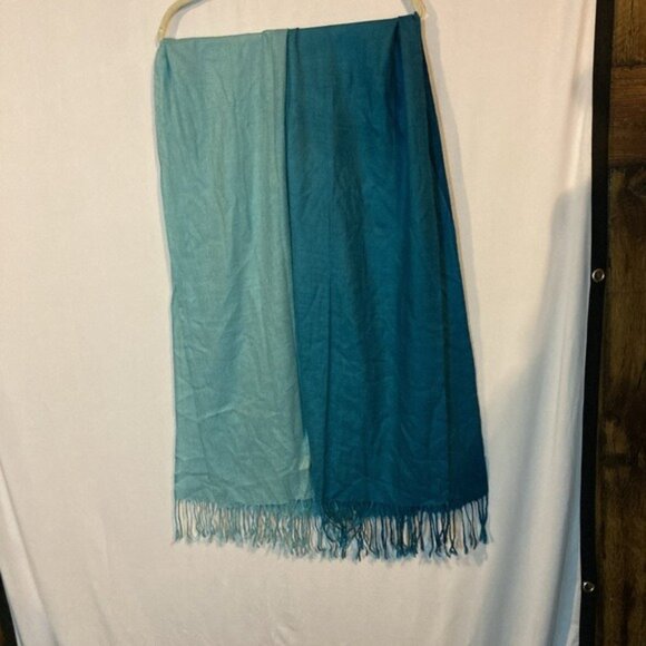 Rachael Rose Blue Gradient Shawl Wrap 68x28 Inch Acrylic - Picture 2 of 5